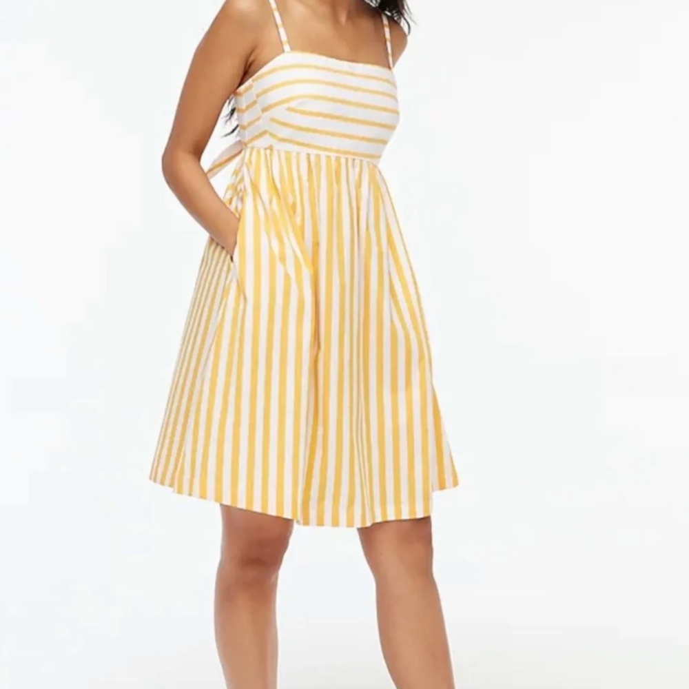 NWT J.Crew Yellow Striped Bow-Back Mini Dress – Size 2